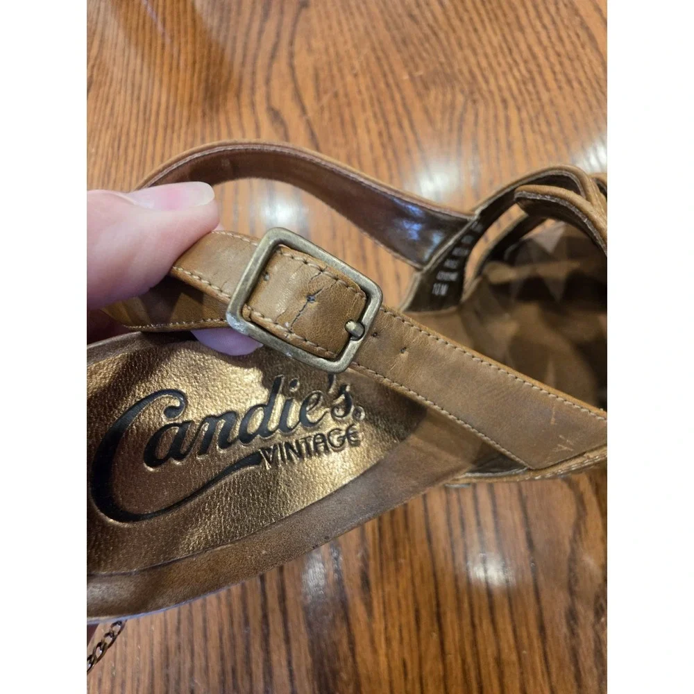 Candie's Vintage Platform Closed Toe Rachelle Vegan Leather Retro Heels Size 10